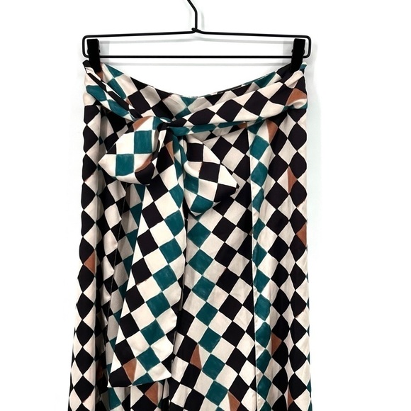 PatBO Pants Wide Leg Check Print High Waist Multicolor Size 8 - Picture 2 of 11